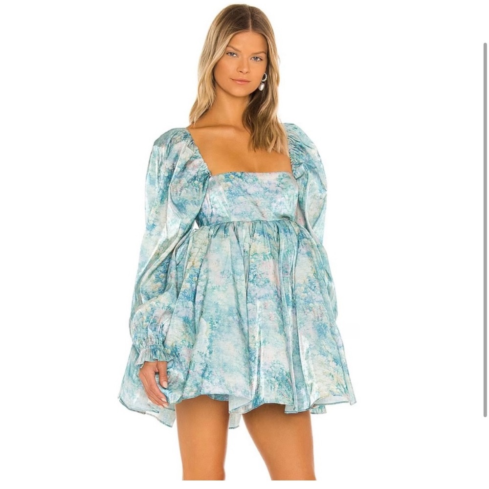 Selkie Abbot Prairie  Blue Floral Puff Women's Dress